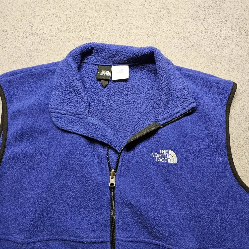 The North Face Denali Fleece Vest Mens Large Royal Blue Full Zip Hiking Retro